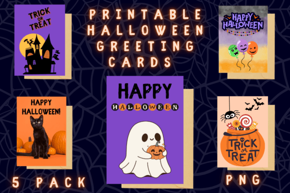 Download Halloween Greeting Cards 5 Pack PNG - Premium Resources