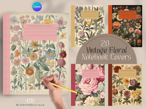 Download Vintage Floral Notebook Cover KDP PLR - Notebook cover Collection