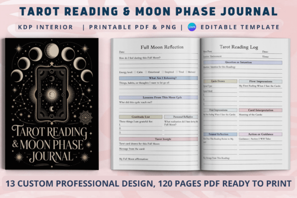 Download Tarot Reading &amp; Moon Phase Journal - Premium Bundle